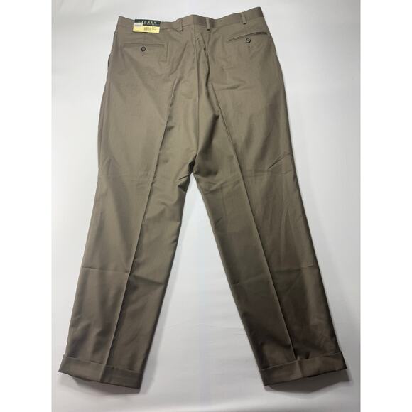 NWT Lauren Ralph Lauren Men's Pleated Cuffed Brown Gray Dress Pants - Size 40x32 - Picture 2 of 6